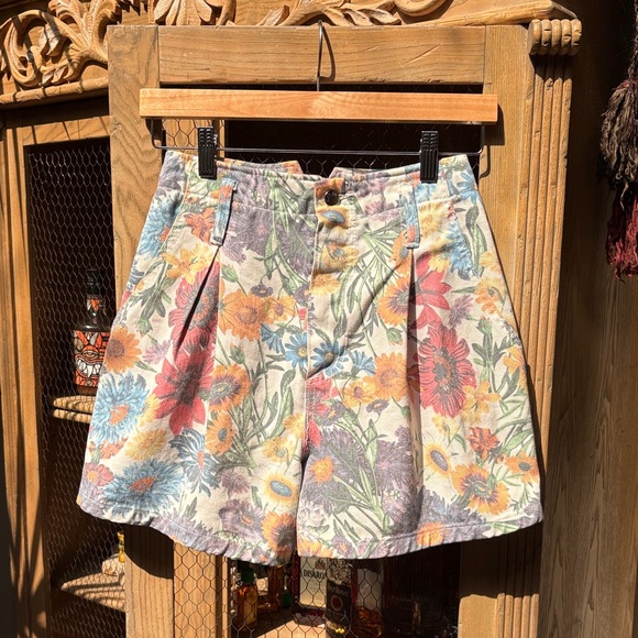 Paris Blues Pants - Vintage Paris Blues Floral Print Jean Shorts